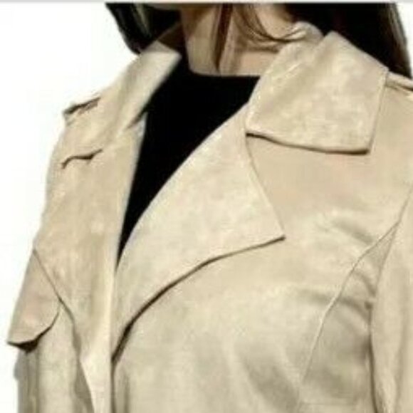 🎩🗝️ NWT $160 Ookie & LaLa Scuba Faux Suede Topper Jacket - Blush - Size S/M - Picture 9 of 9